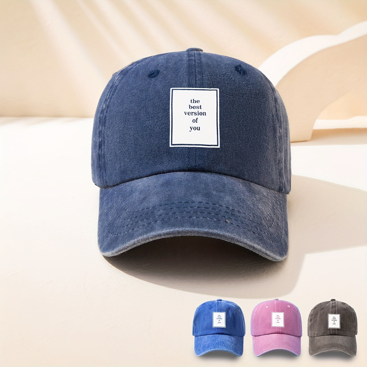 Washed Cotton Dad Baseball Cap Label Print Sports Hat