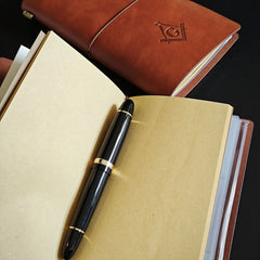 Brown Leather Masonic Journal Soft Cover Embossed Symbol