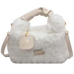 Plush Crossbody Bags Chain Saddle Bag Handbags Totes