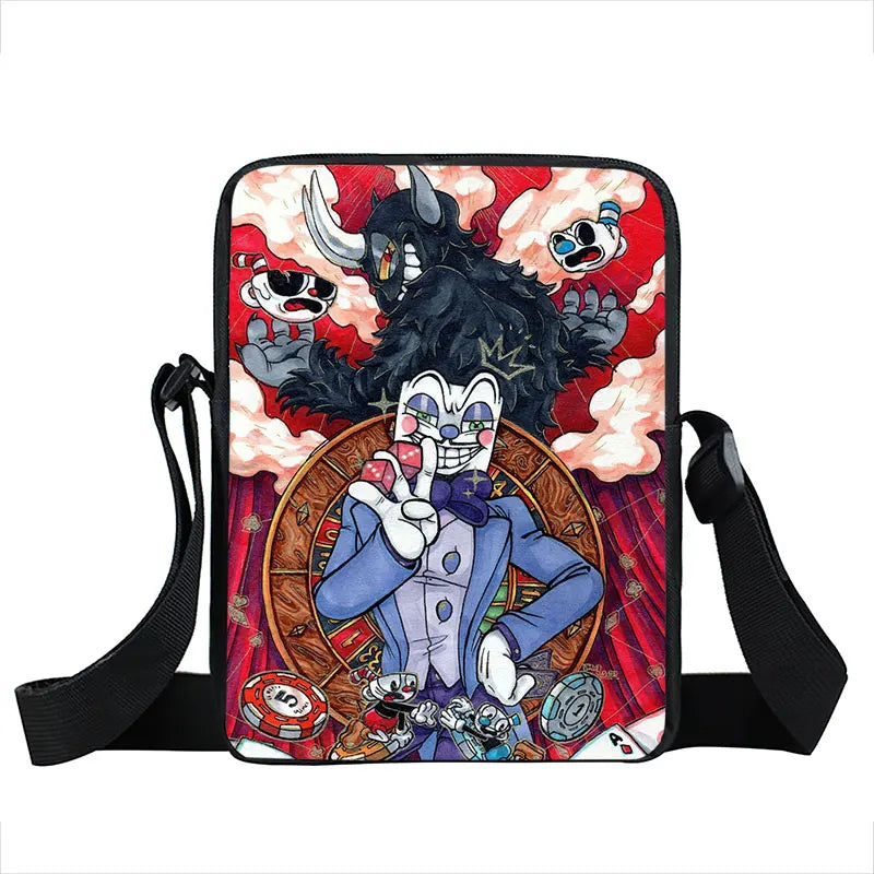 Cuphead Print Small Shoulder Bag Crossbody Messenger Book Bag