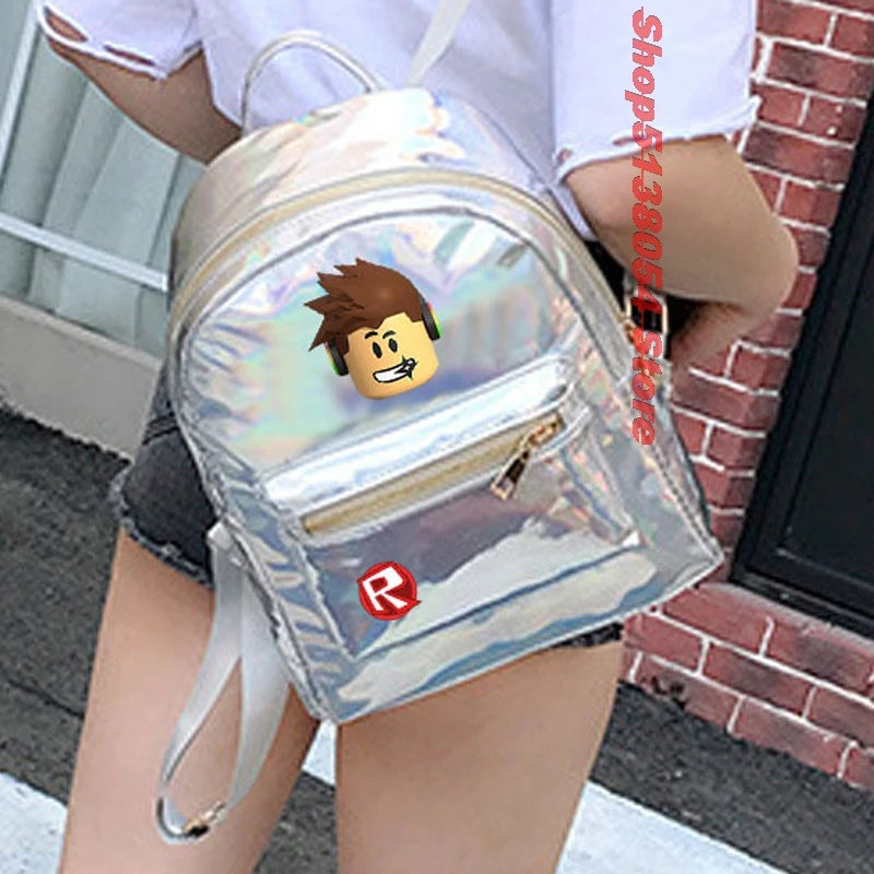 Glitter PU Leather Holographic Backpack for Girls
