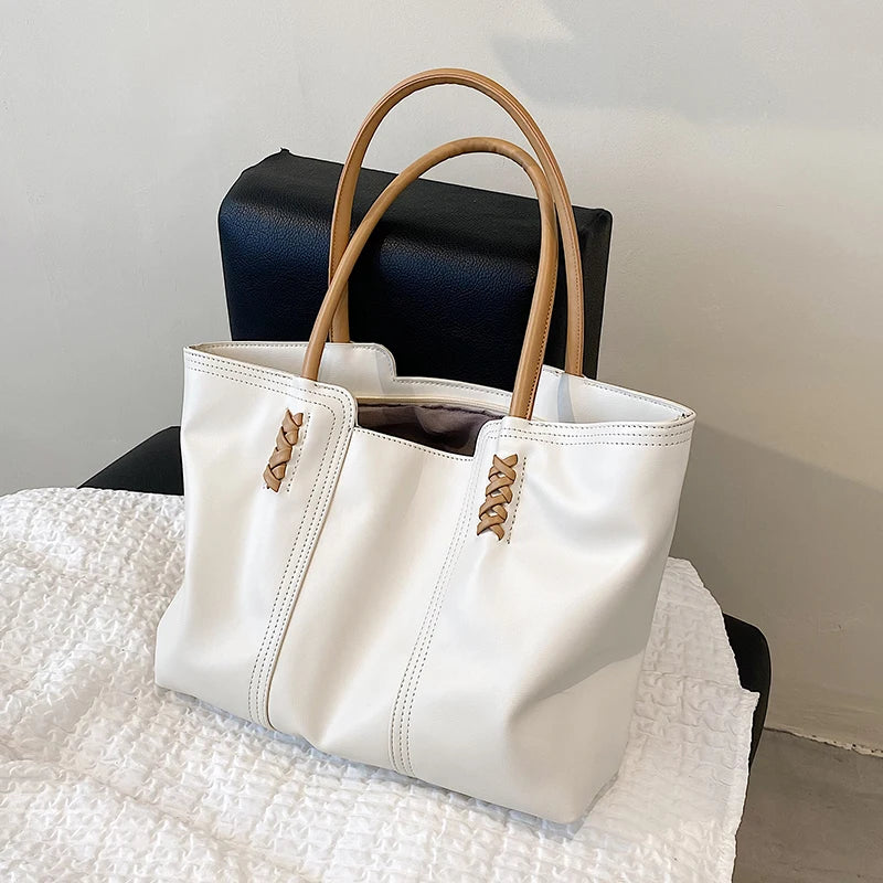 High-end Women's Portable Tote Bag Soft Leather All-match Commuter Bag