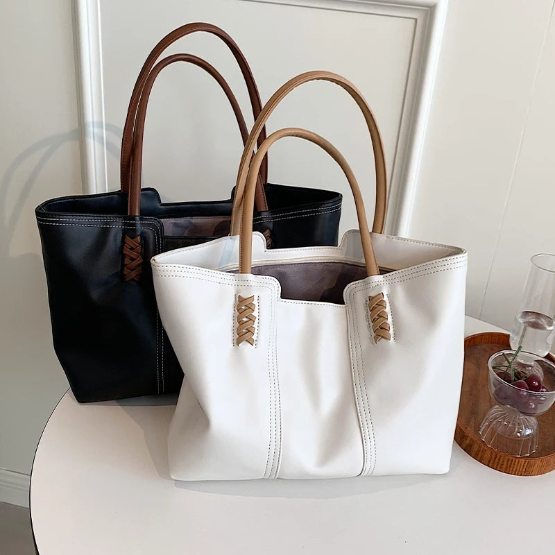 High-end Women's Portable Tote Bag Soft Leather All-match Commuter Bag