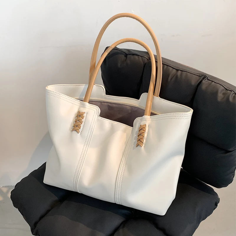 High-end Women's Portable Tote Bag Soft Leather All-match Commuter Bag