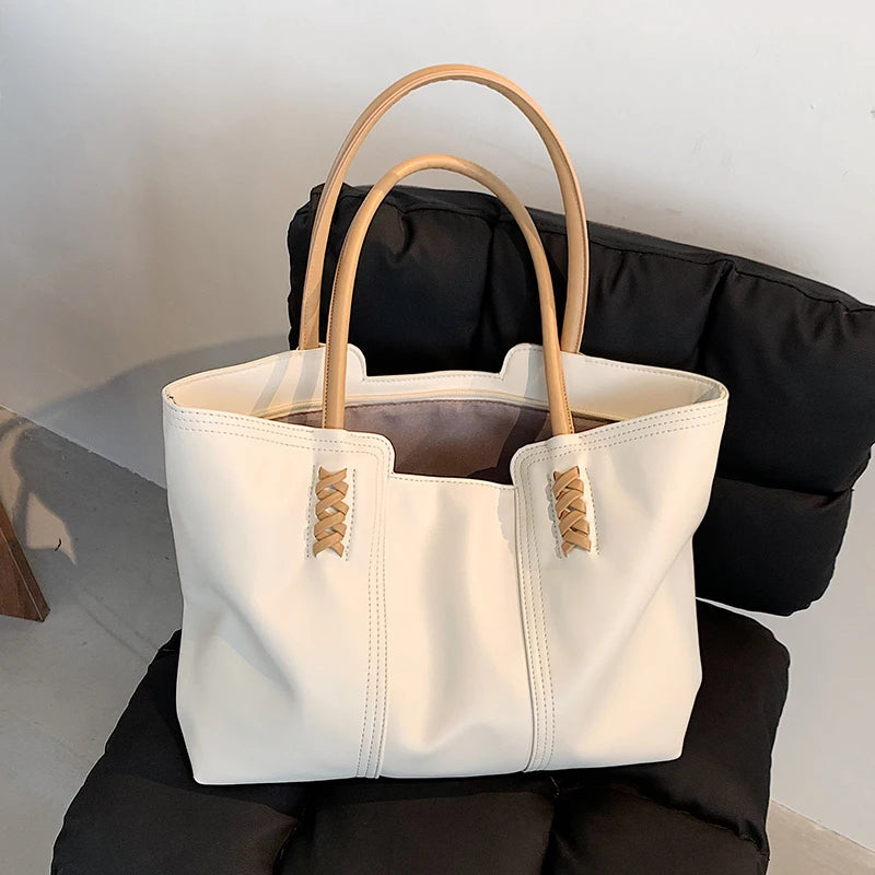 High-end Women's Portable Tote Bag Soft Leather All-match Commuter Bag