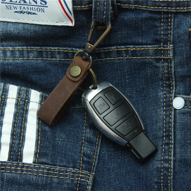 Leather Loop Key Holder Ring Keychains for Men
