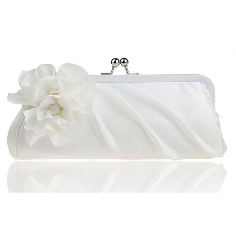 3D Flower Silk Evening Bag Bridal Wedding Purse Party Clutch