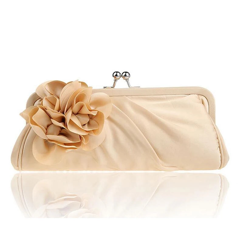 3D Flower Silk Evening Bag Bridal Wedding Purse Party Clutch