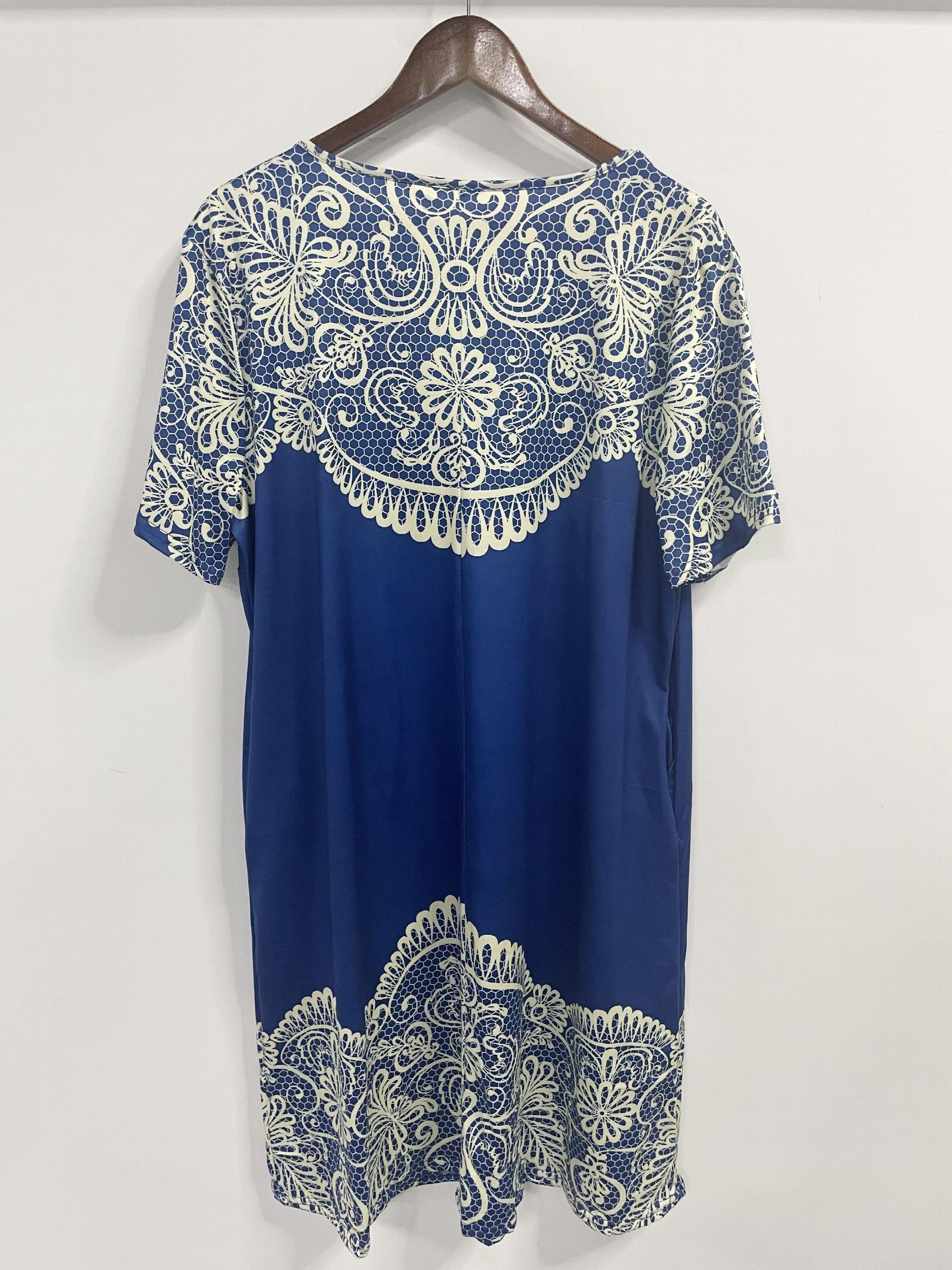 Floral Print Plus Size Casual Dress with Pockets