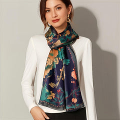 Floral Silk Scarf with Belt Lightweight & Versatile Perfect Gift