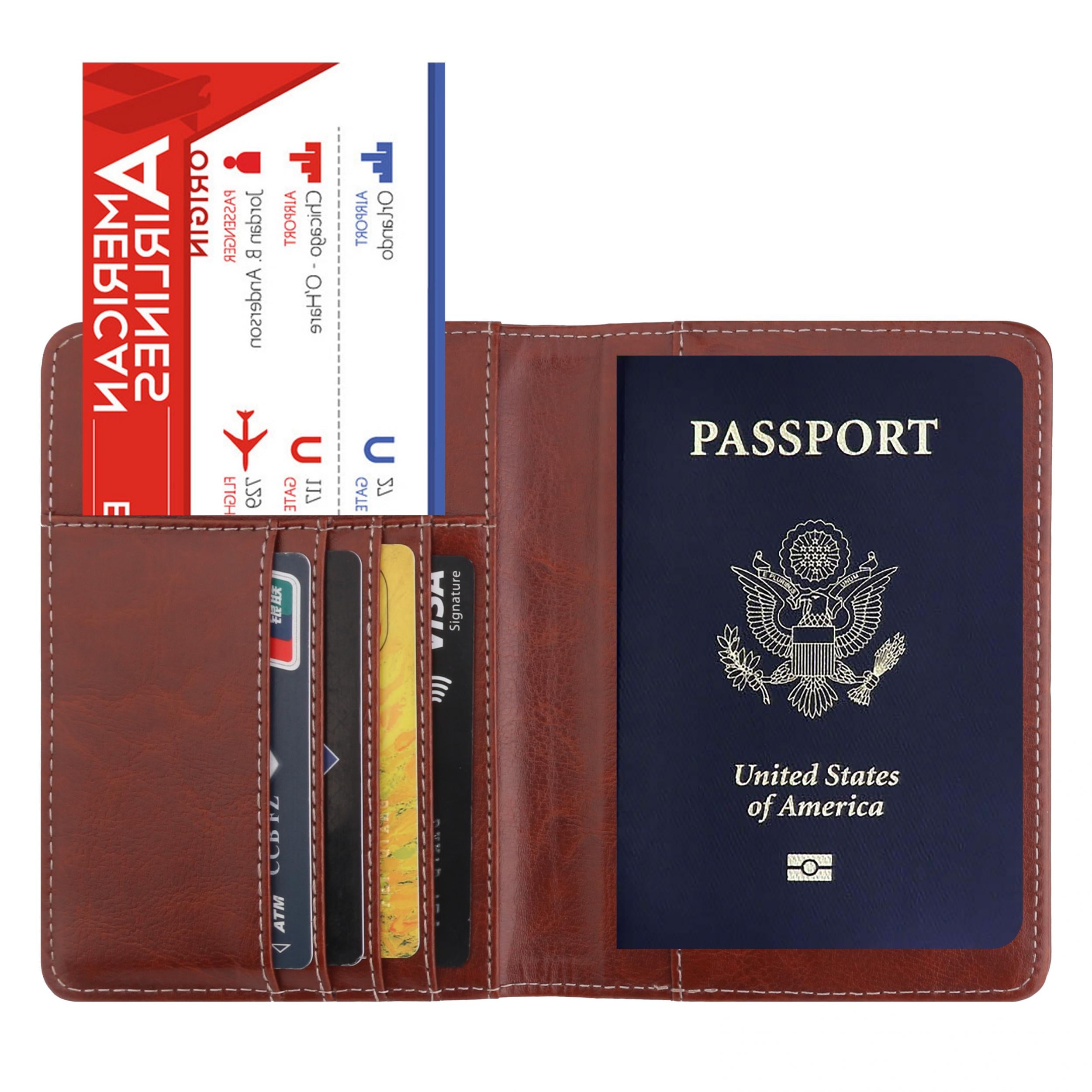RFID Blocking PU Leather Passport Holder Travel Wallet