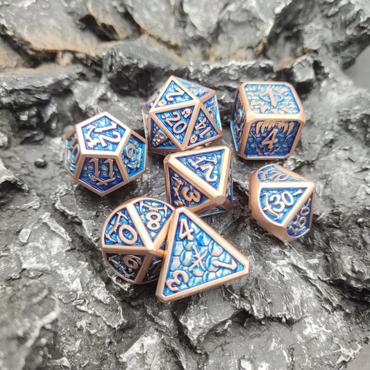 7pcs Dragon Scale Metal Polyhedral Dices for RPG Board Game