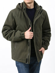 Men's Thick Warm Cotton Hooded Jacket for Winter