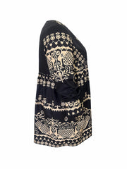  Boho Dress Women's Plus Tribal Print Long Sleeve Deep V Neck Mini