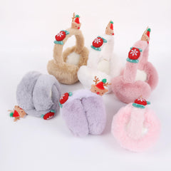 Christmas Bear Plush Earmuffs Polyester Knitted Animal Theme