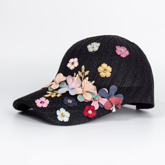 Hollow Out Knit Flower Decor Baseball Cap Women Sun Hat