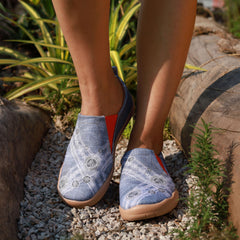 Women's ColorBlock Flat Canvas Shoes Slip On Low Round Toe Comfy Shoes