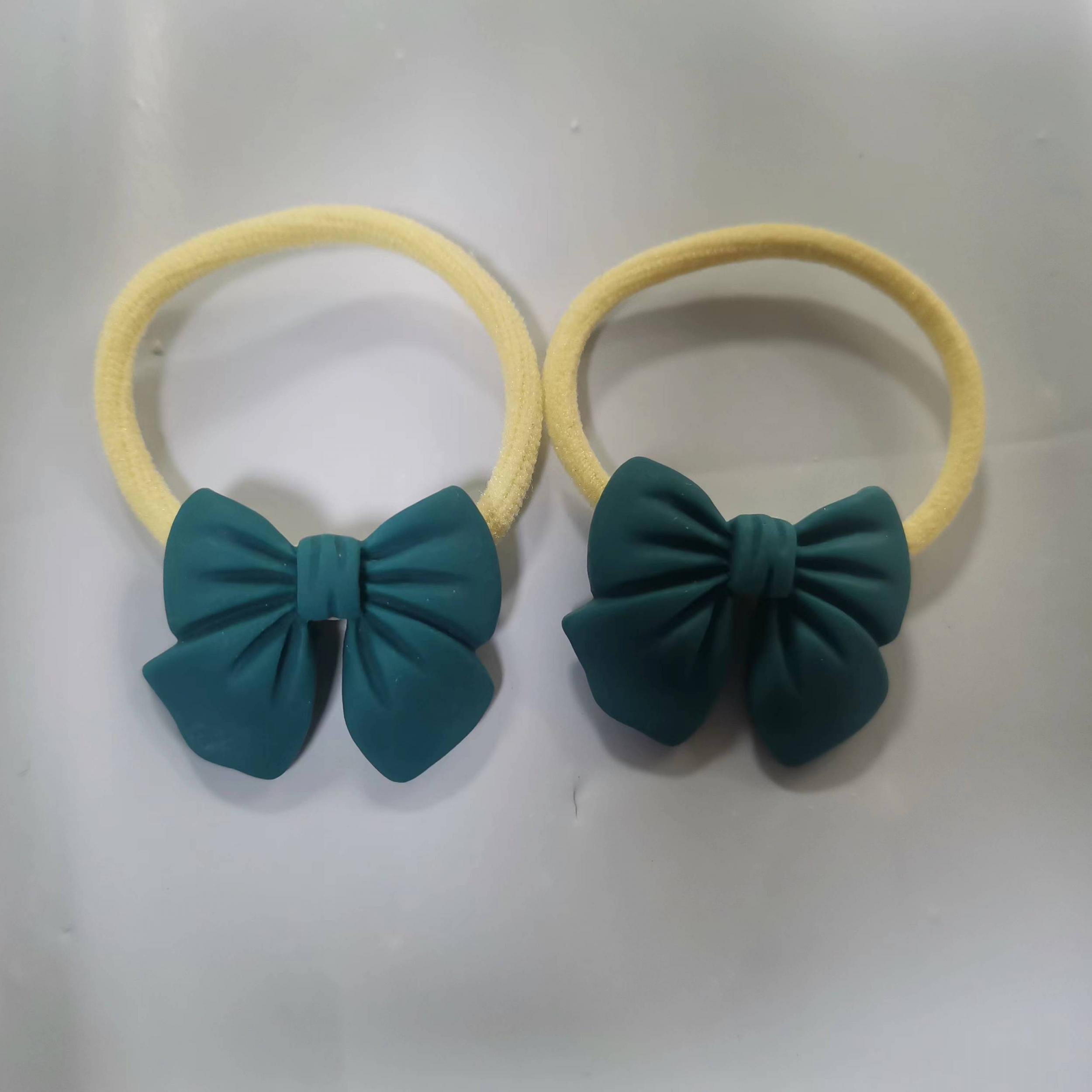 2PCS Princess Bow Knot Hair Ties Elastic Hair Bands Girls Accessories