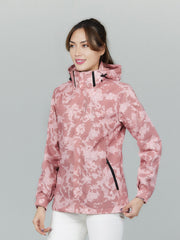 Camo Long Sleeves Outdoor Jacket Waterproof Zip Pockets Hood Women's Coat
