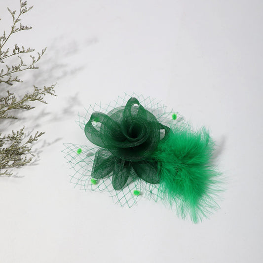Bridal Feather Head Piece Mesh Flower Hair Accessories Clip
