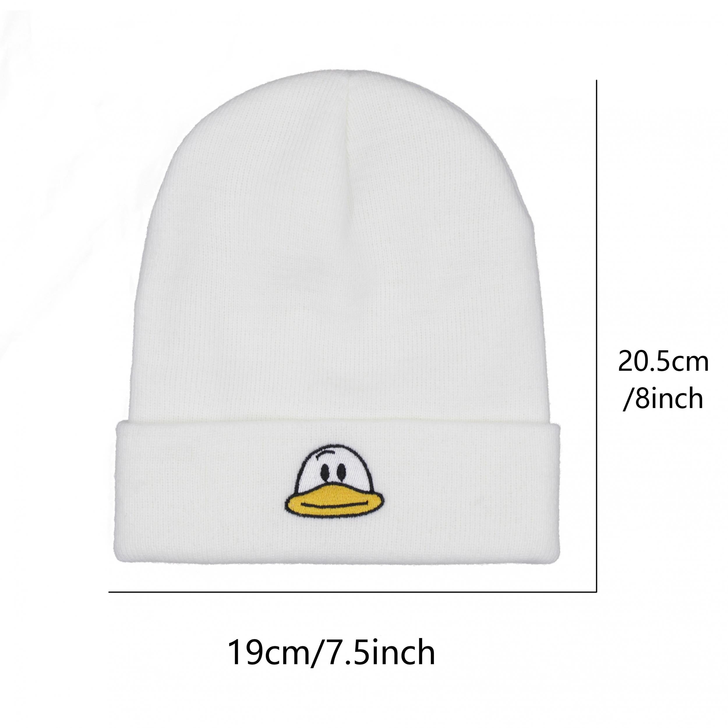 Duck Embroidery Beanie Warm Skull Cap Elastic Knit Hats for Women & Men
