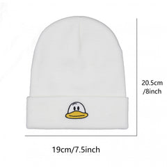 Duck Embroidery Beanie Warm Skull Cap Elastic Knit Hats for Women & Men