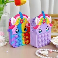 Unicorn Messenger Bag Coin Purse & Fidget Toy Combo for Kids