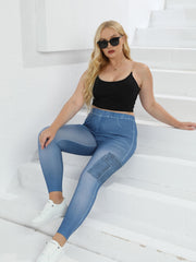 High Rise Denim Print Leggings