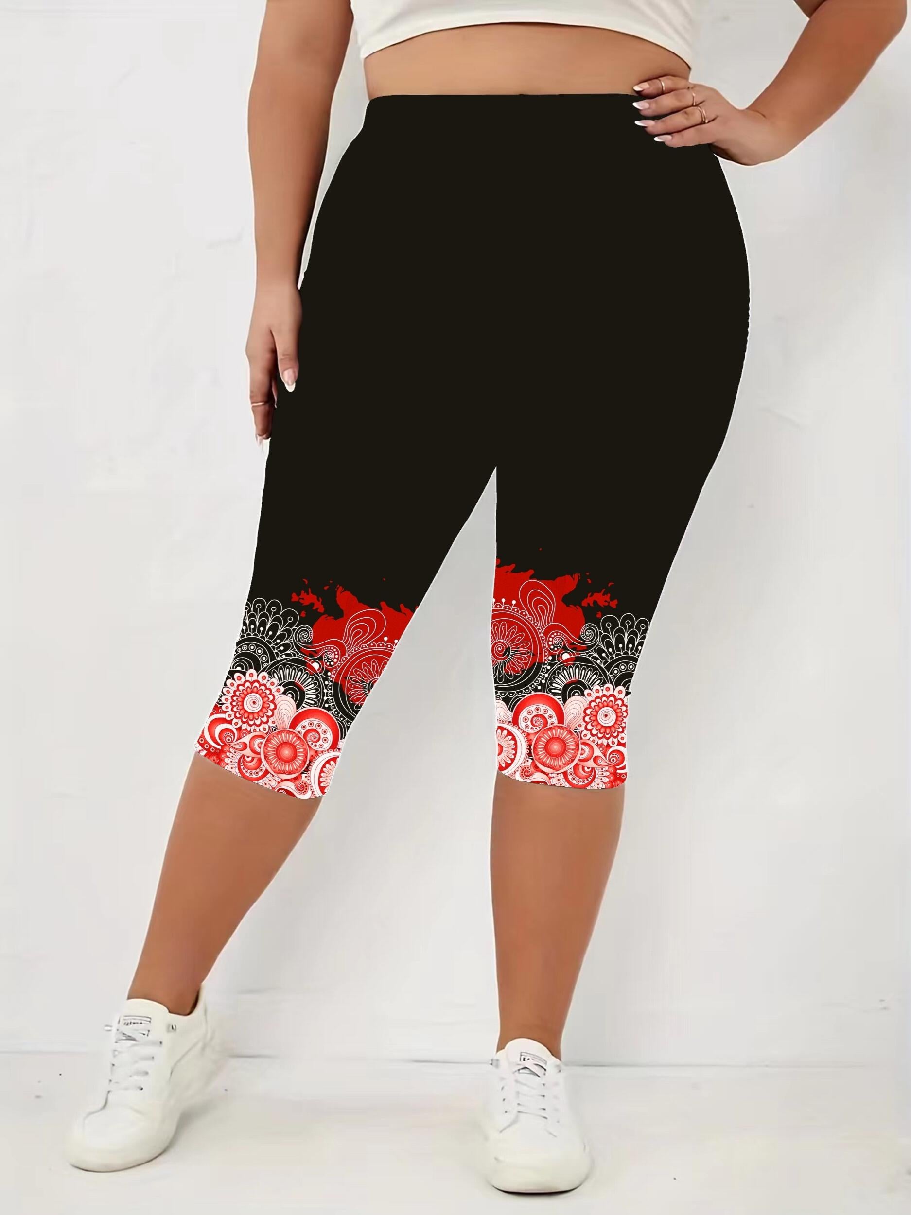 Floral Print Capri Leggings for Women