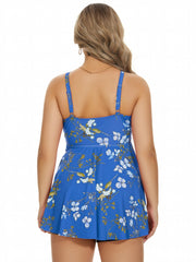  Vacay Tankini Set Women's Plus Ruched Floral Print Sweetheart Neck Cam