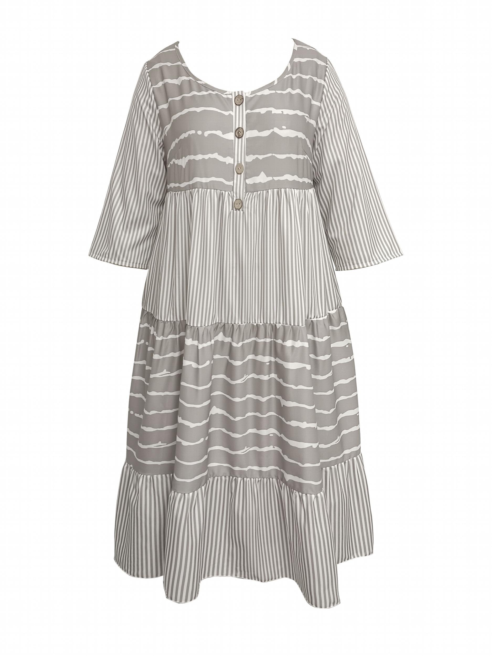  Stripe Print Maxi Dress With Pockets