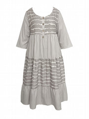  Stripe Print Maxi Dress With Pockets