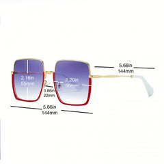 Y2K Square Frame Sunglasses Gradient Lens Block Glasses UV400
