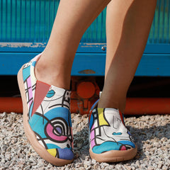 Women's Beauty Printed Shoes Round Toe Slip On Low Canvas Light Shoes