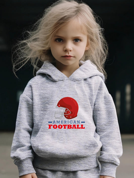 2pcs Helmet Print Girls Hoodies Jogger Pants Set For Sports