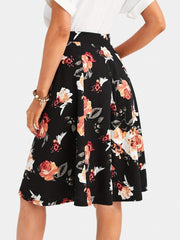 Floral Print High Waist Skirt for Women