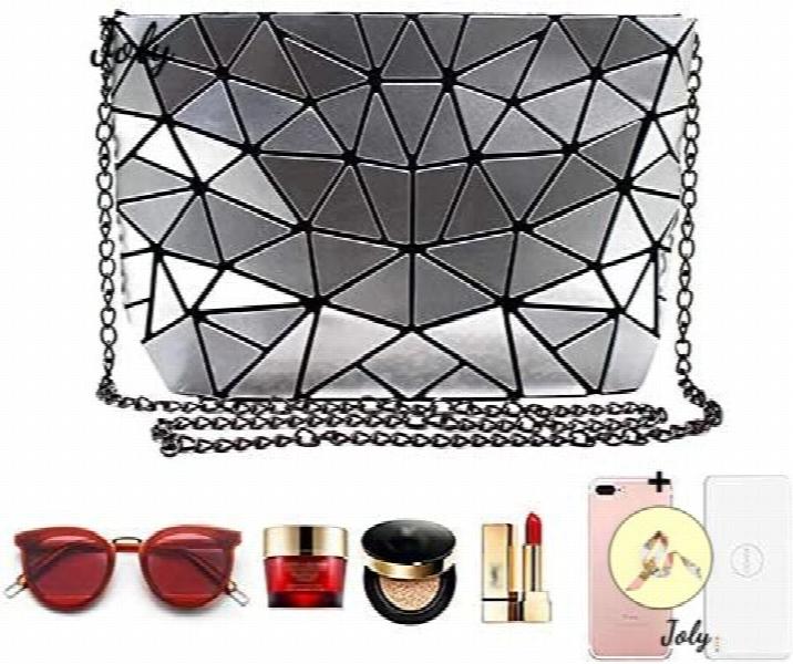 Geometric Luminous Clutch Purse Holographic Shoulder Handbag