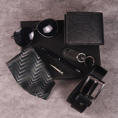7pcs Men's Gift Set with Box Glasses Wallet Tie Tie Clip Belt