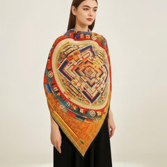 Tibetan Style Silk Scarf 140x140cm Soft & Durable Belt for Suits Shirts