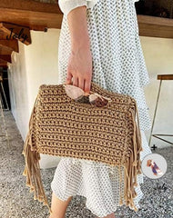 Tassel Summer Beach Bag Handbag Women Grass Weave Bag