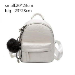Mini PU Leather Backpacks Women School Bag Female Pack Stone Grain Bookbag