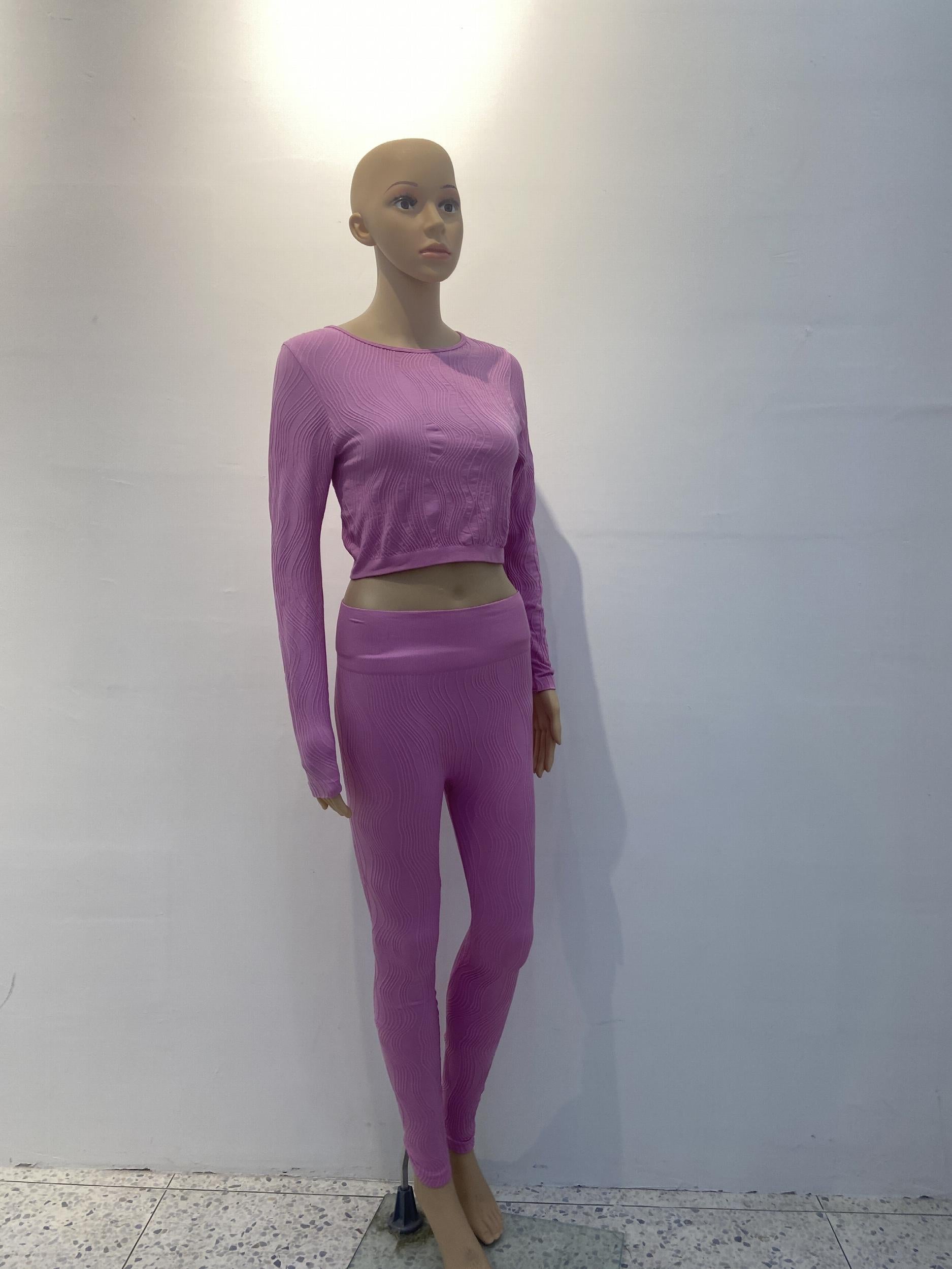 Yoga Set Long Sleeve Crop Top & Slimming Pant Sports Suit