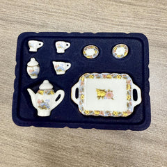 Dollhouse Tea Set Porcelain Floral Pattern Tableware