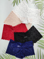 Floral Lace Boyshort Panties Soft & Comfortable Women's Lingerie