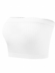 8pcs Ribbed Strapless Bandeau Bras Soft Stretch Everyday Bra Women's Lingerie