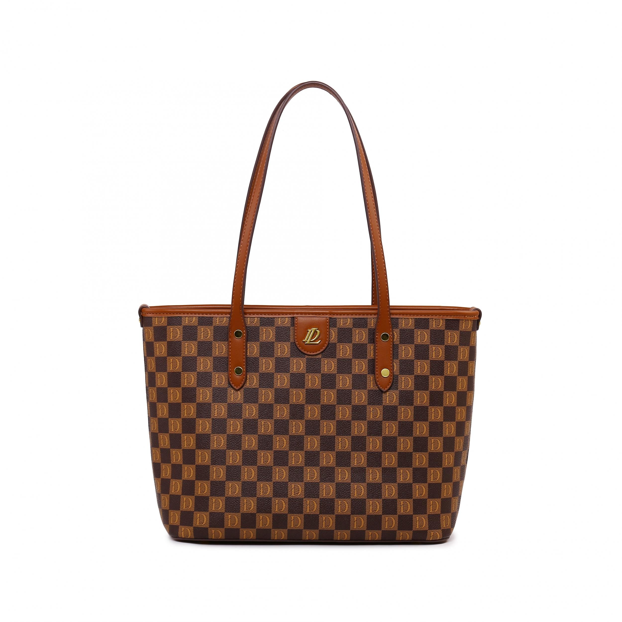 Plaid Print Zipper Tote Bag Large Capacity Versatile Hanbag Zipper Casual Bag