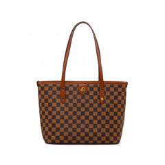 Plaid Print Zipper Tote Bag Large Capacity Versatile Hanbag Zipper Casual Bag