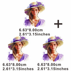 Hand painted Purple Hat Ladies Heat Transfer Film