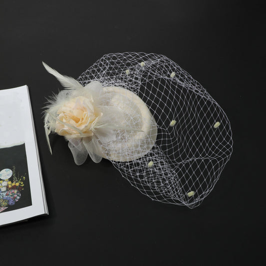 Women Hair Clip Flower Faux Feather Head Piece for Derbyhat