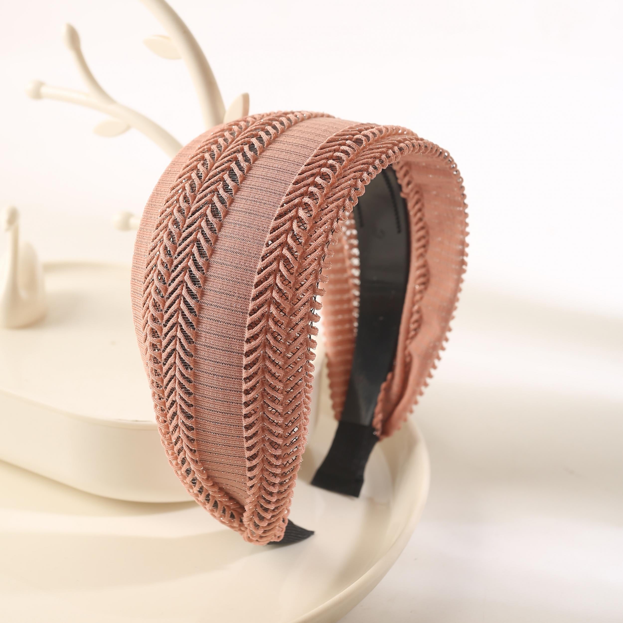 Black Wide Brim Hair Band Non Slip Hollow Headwear